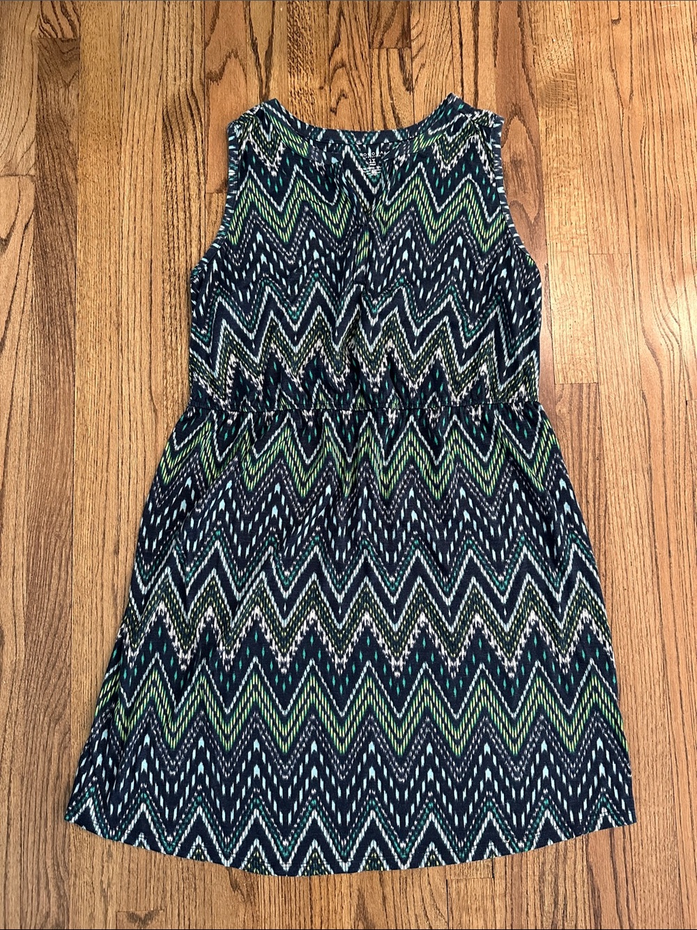 Sonoma Navy and Green Zigzag Sleeveless  Dress. Size 1X